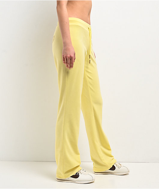 Juicy Couture OG Bling Yellow Iris Velour Track Pants