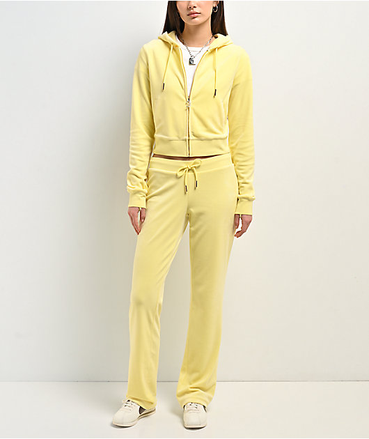 Juicy Couture OG Bling Yellow Iris Velour Track Pants
