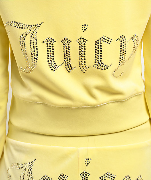 Juicy Couture OG Bling Yellow Iris Velour Zip Hoodie