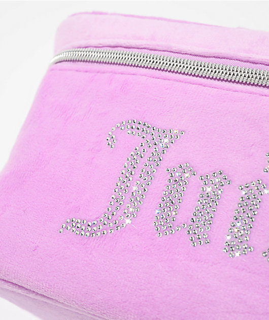 Juicy Couture Rhinestone Terry Train Purple Velour Makeup Bag
