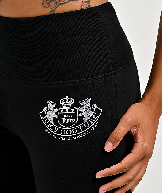 Juicy Couture Rib Waist Black Flare Sweatpants