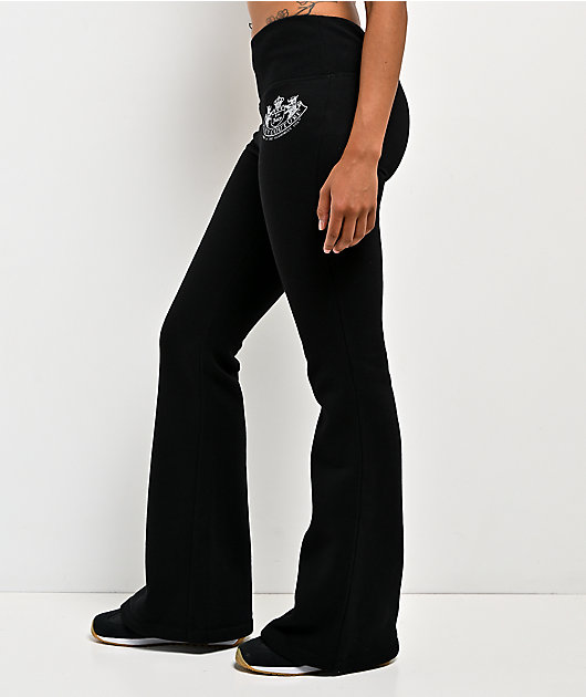 Juicy Couture Rib Waist Black Flare Sweatpants