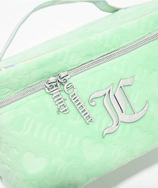 Juicy Couture Terry Train Green Velour Makeup Bag
