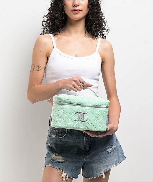 Juicy Couture Terry Train Green Velour Makeup Bag