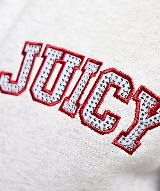 Juicy Couture V-Neck Corset Light Heather Grey Crop Zip Hoodie