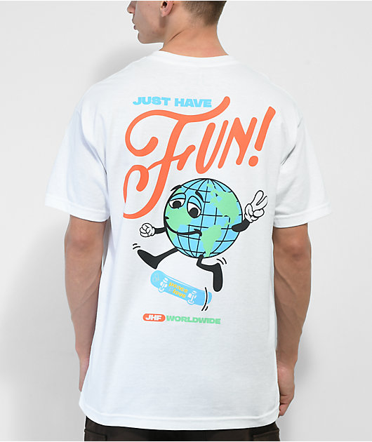 Just Have Fun Global Retro White T-Shirt