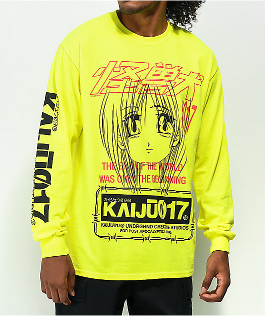 KAIJU017 #017 Camiseta de manga larga amarillo neón