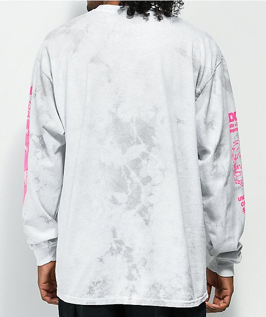 KAIJU017 Dark Heart Grey Tie Dye Long Sleeve T-Shirt