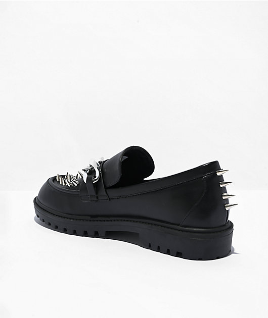 White spiked store loafers