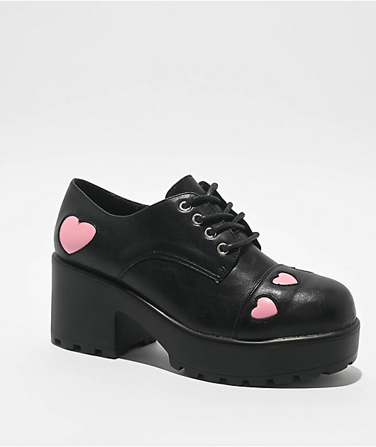 KOI Tennin Heart Black Platform Shoes