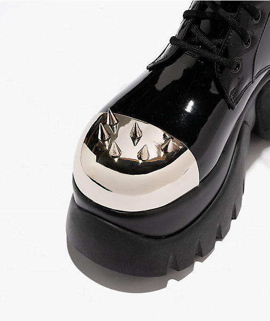 KOI x The Rocky Horror Picture Show Eddie's Teddy Spike Black & Chrome Platform Boots