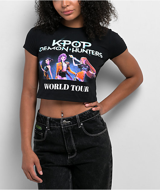 KPop Demon Hunters Black Crop T-Shirt