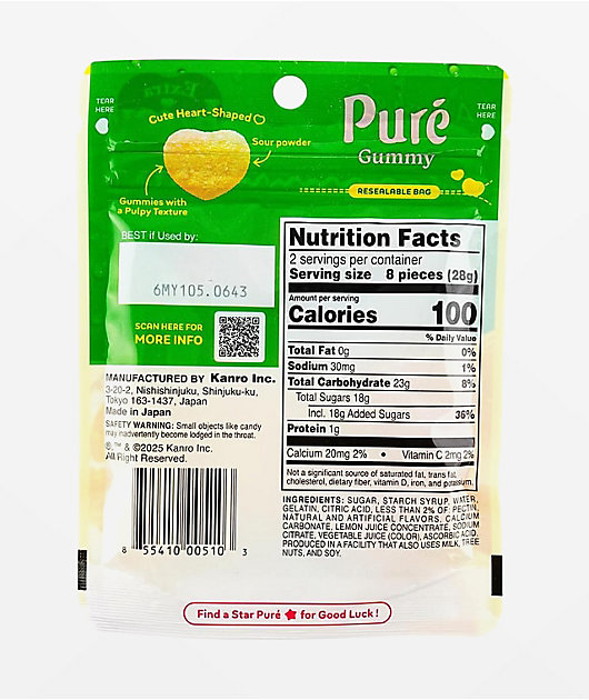 Kanro Puré Lemon Gummy Candy | Zumiez