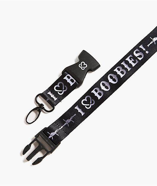 Keep A Breast Foundation Barbed I Heart Boobies Black Lanyard