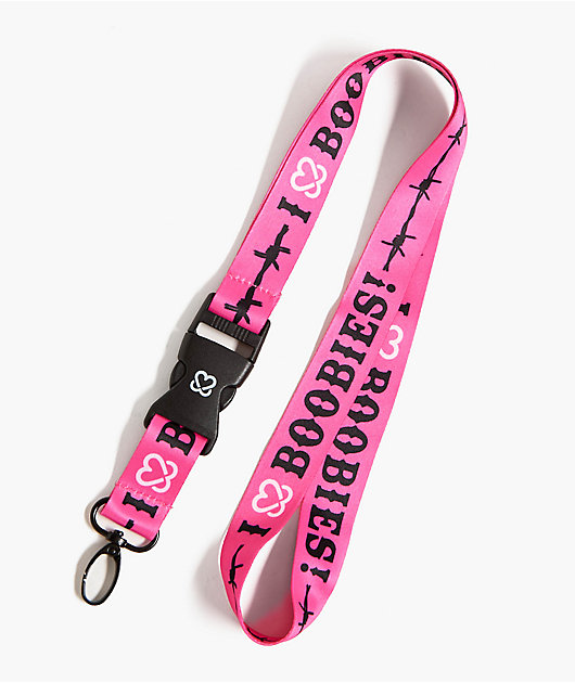 Keep A Breast Foundation Barbed I Heart Boobies Pink Lanyard