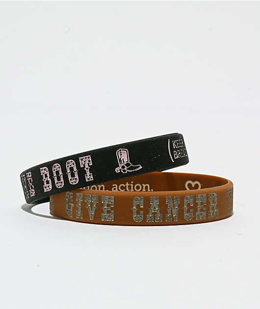 Keep A Breast Foundation Give Cancer The Boot Saddle Brown & Black Mini 2 Pack Bracelets