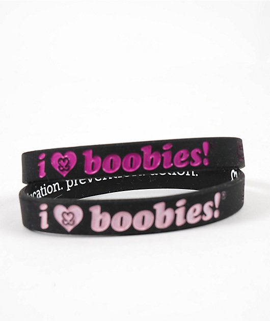Keep A Breast Foundation I Heart Boobies Black & Pink Mini 2 Pack Bracelets | Zumiez