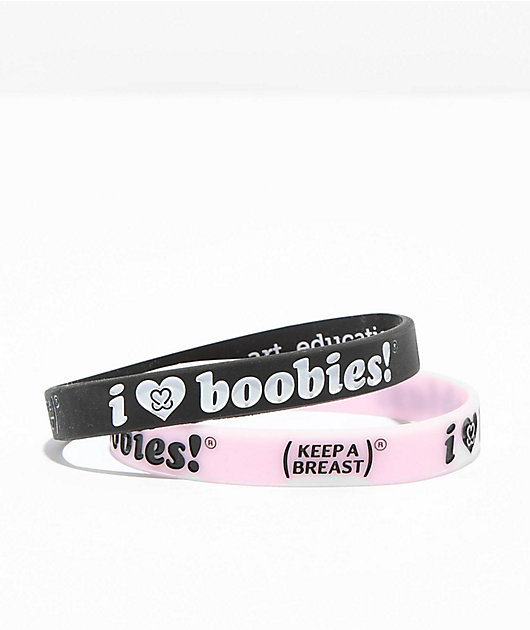 Keep A Breast Foundation I Heart Boobies Black & Pink Web Belt