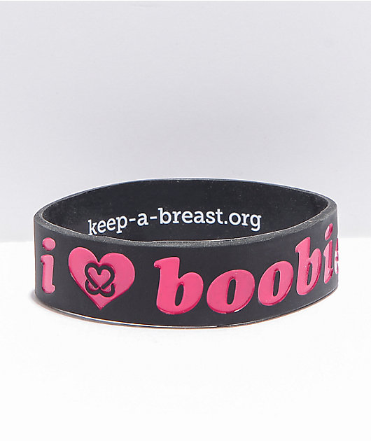 Keep A Breast Foundation I Heart Boobies Black Pink Bracelet