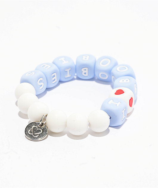 Keep A Breast Foundation I Heart Boobies Pebbles Sky Blue Bracelet
