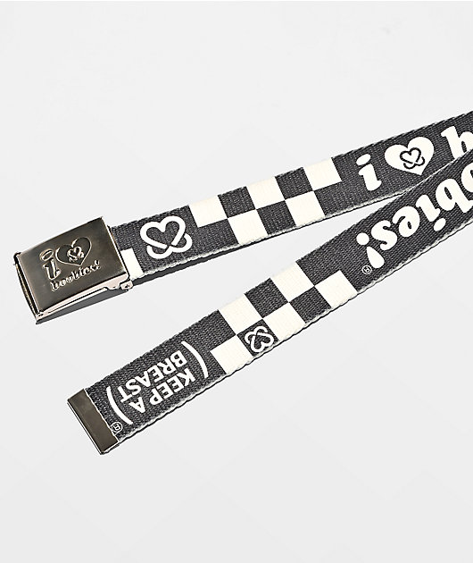 Keep A Breast Foundation I Heart Boobies Throwback Checkered Black Web Belt