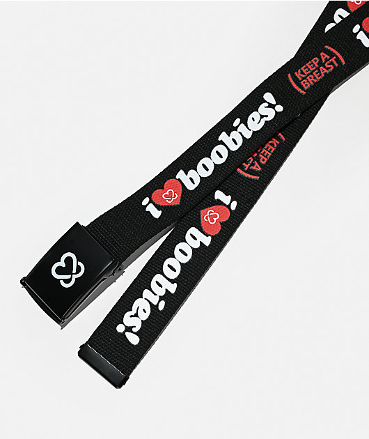Keep A Breast Foundation I Heart Boobies Volcano Black Web Belt