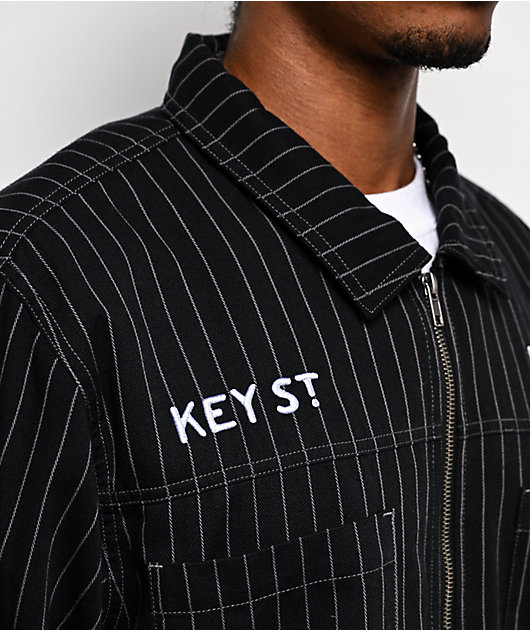 Key Street Apprentice Black Long Sleeve Zip Work Shirt | Zumiez