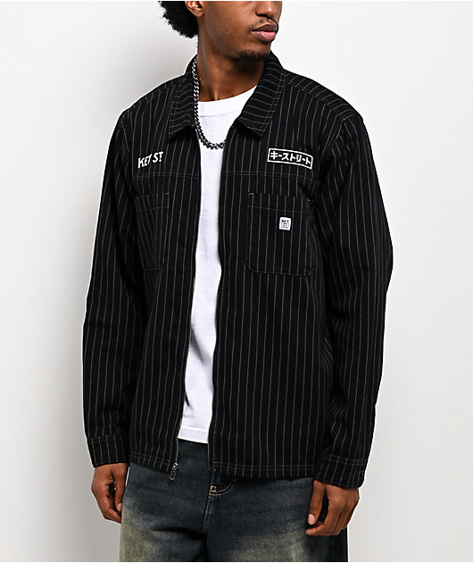 Key Street Apprentice Black Long Sleeve Zip Work Shirt | Zumiez