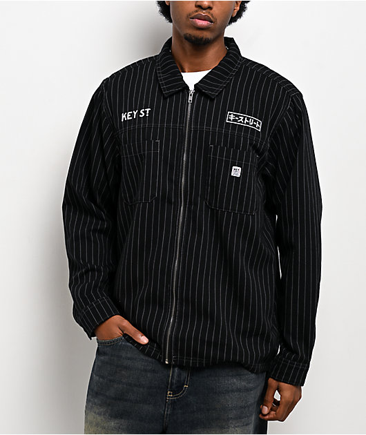 Key Street Apprentice Black Long Sleeve Zip Work Shirt | Zumiez