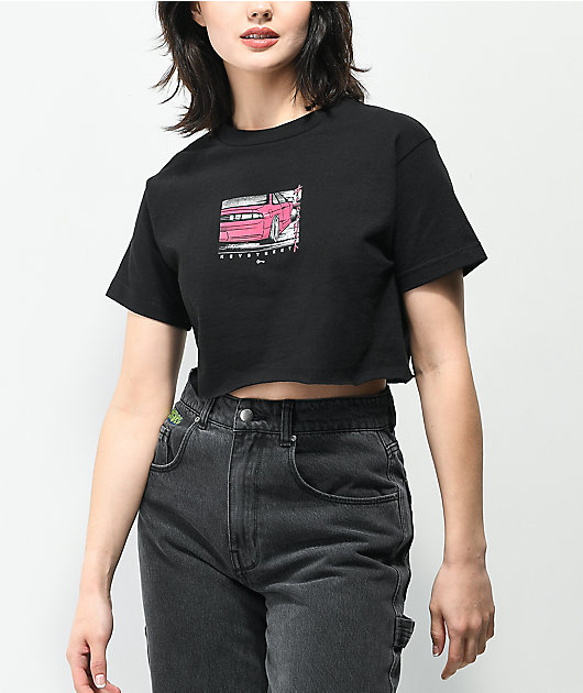 Key Street Driften Black Crop T-Shirt