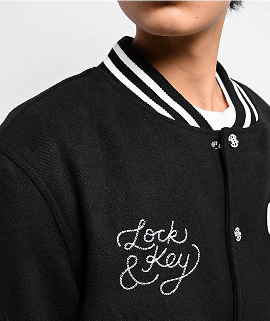 Key Jocket Key Street Lock And Key Black Varsity Jacket | Zumiez