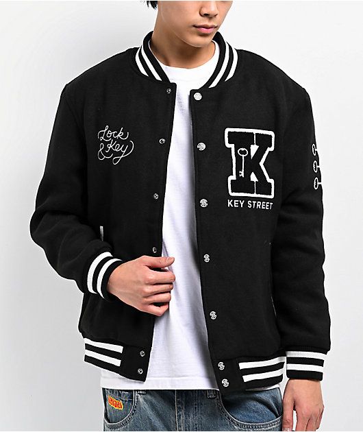 Key Street Lock And Key Black Varsity Jacket | Zumiez
