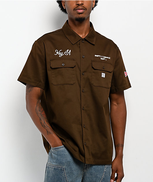 Key Street Parts & Service Brown Work Shirt
