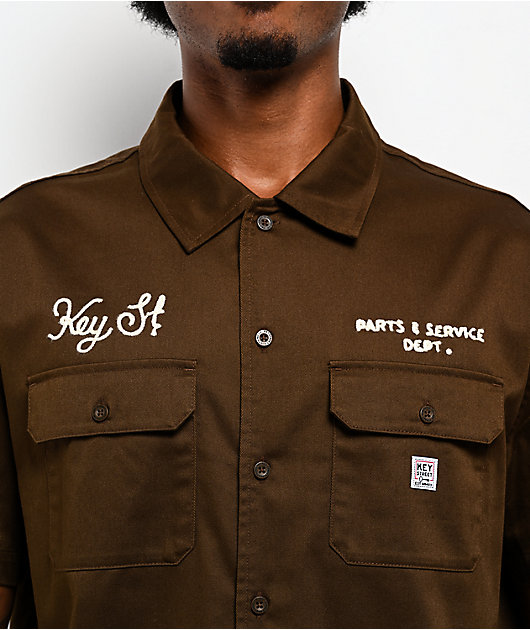 Key Street Parts & Service Brown Work Shirt