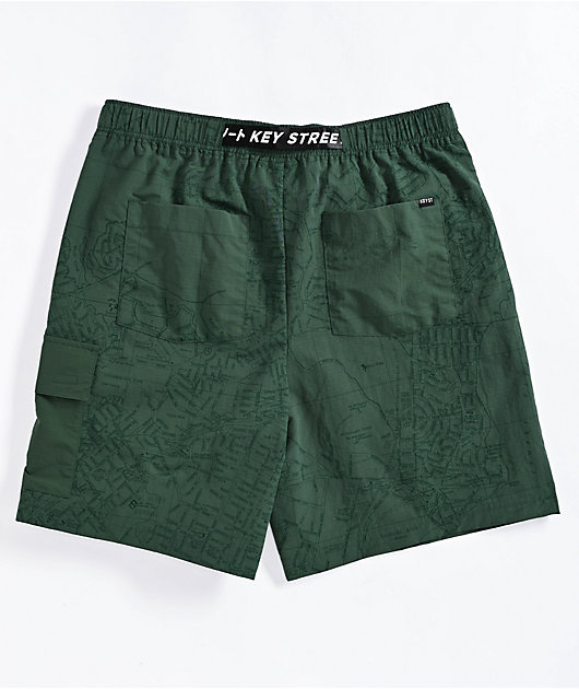 Key Street Road Map Green Board Shorts | Zumiez
