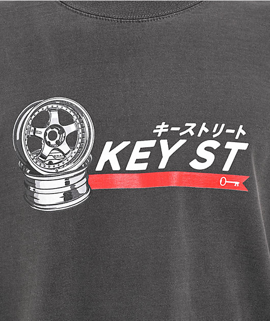 Key Street Wheels Grey Wash T-Shirt