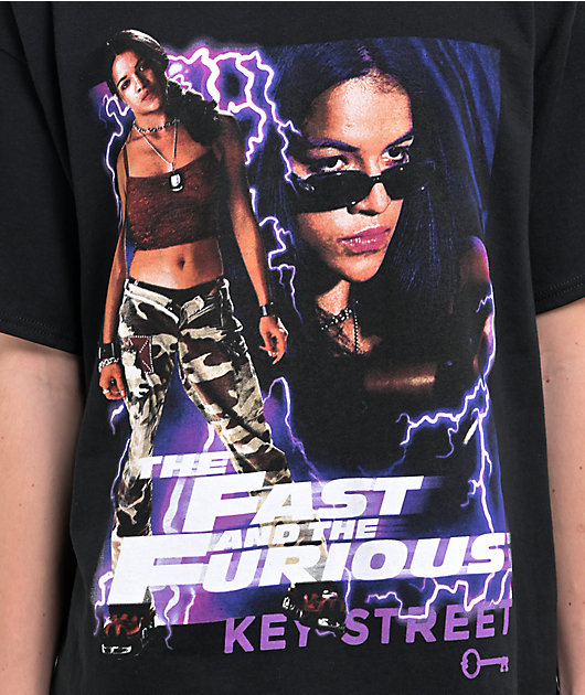 [YESEYESEE]★Y.E.S x Fast & Furious Letty Tee Key Street x Fast & Furious Letty Black T-Shirt | Zumiez