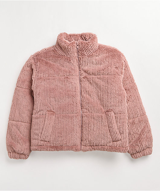Khaki & Blue Pink Corduroy Puffer Jacket | Zumiez