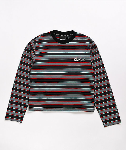 striped long sleeve shirt red and black