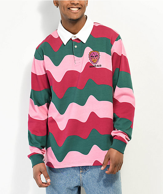 Killer Acid Alien Wavy Pink Long Sleeve Rugby Shirt | Zumiez