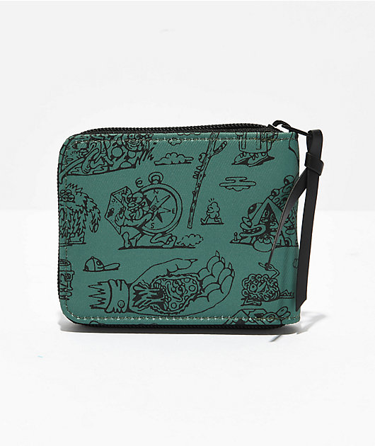 Killer Acid Get Lost Green Zip Wallet