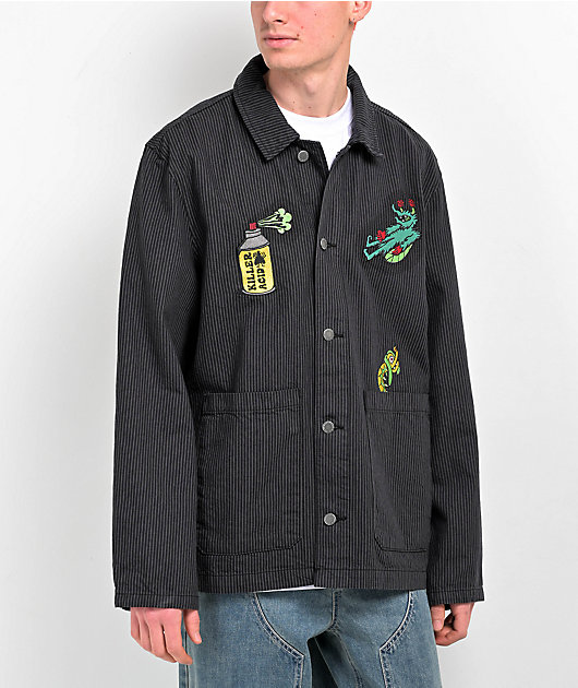 Killer Acid Pest Control Black Long Sleeve Button Up Work Shirt