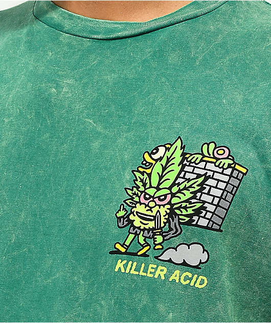 Killer Acid Stoner Graveyard Green Wash T-Shirt