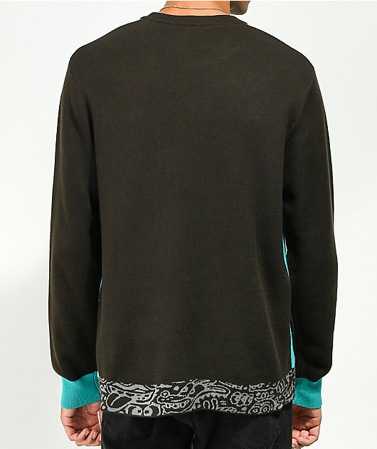 Killer Acid World Wide Teal & Black Sweater