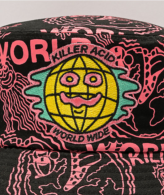 Killer Acid Worldwide Black & Pink Bucket Hat
