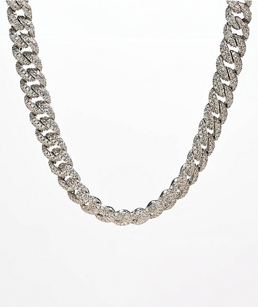 King Ice 12mm Iced Miami Cuban Link White Gold Choker Necklace