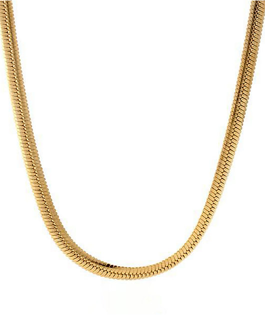 King Ice 22" Yellow Gold Herringbone Chain Necklace