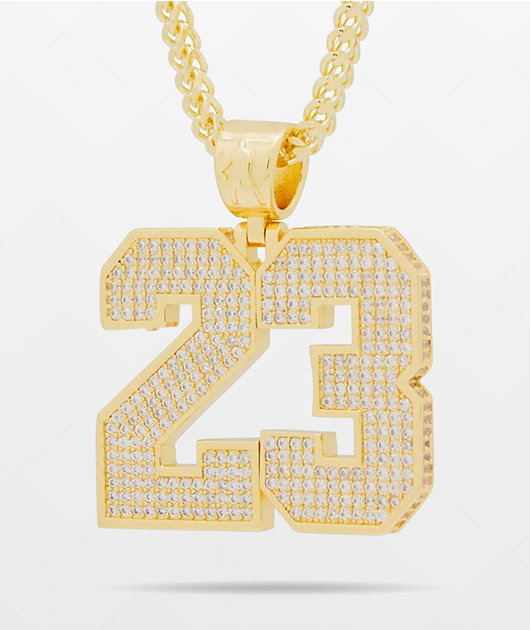 King Ice 23 Pendant 20" Gold Necklace