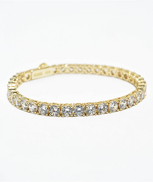 King Ice 5mm Single Row Gold Tennis Bracelet