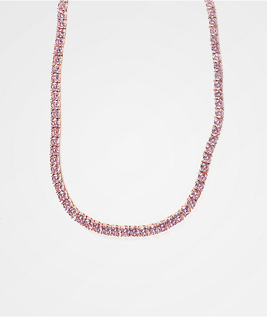 Pink Gold Tennis Chain Necklace